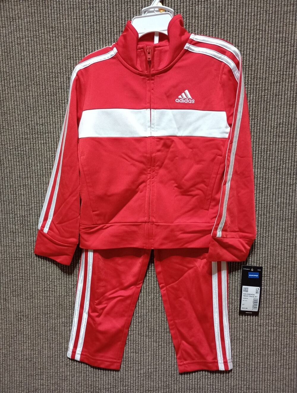 ADIDAS Boys’ 2-Piece Classic Tricot Track Set Better Scarlet/White Size 3T NWT